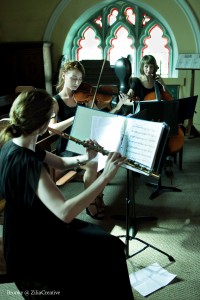 Flute trio consisting of Tee Sullivan, Kathryn Shinnick and Sidney Harvey